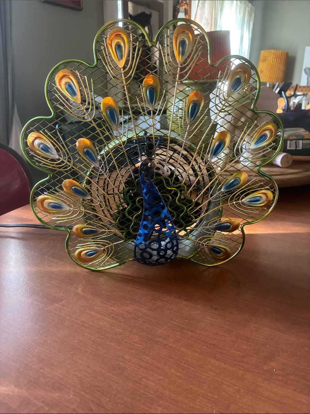 Deco Breeze Figurine Fan Model DBF0268 Peacock Desktop Tabletop Fan Nice